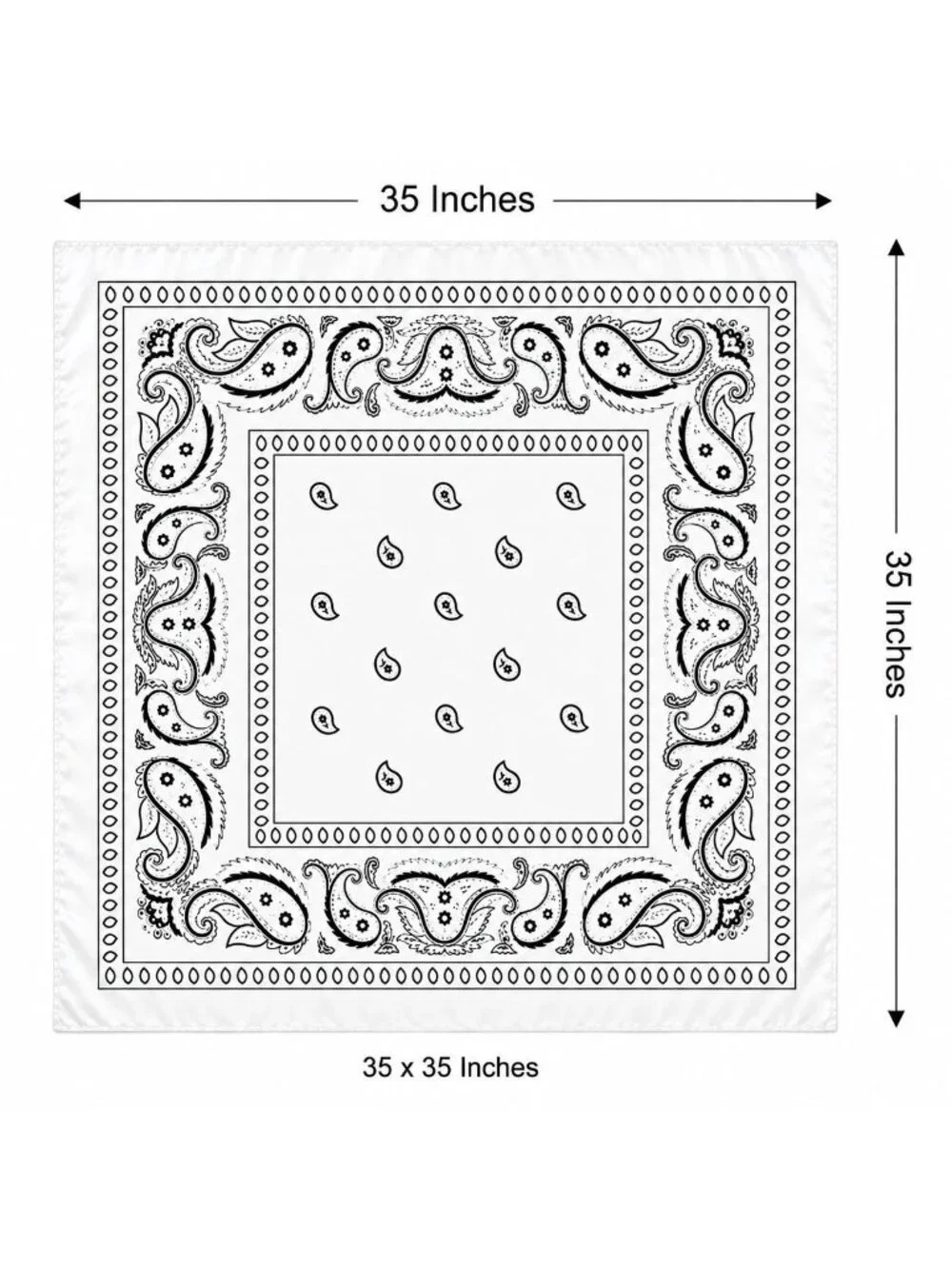 White Black Paisley Wild Rag Scarf 35x35 Satin Western Cowgirl Cowboy Bandana